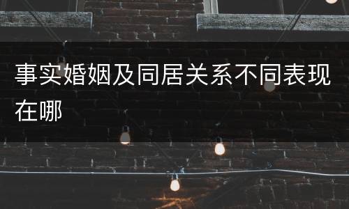 事实婚姻及同居关系不同表现在哪
