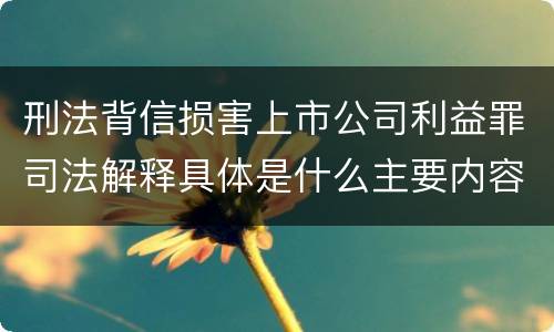 刑法背信损害上市公司利益罪司法解释具体是什么主要内容