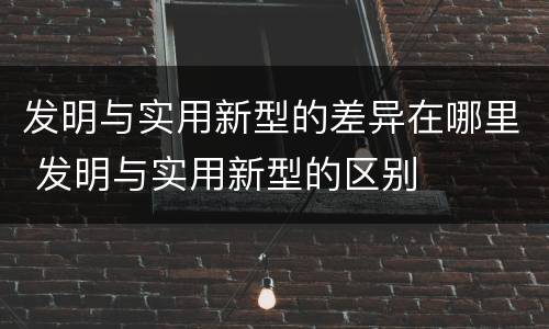 发明与实用新型的差异在哪里 发明与实用新型的区别