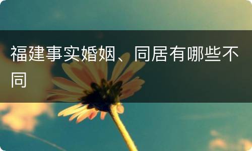 福建事实婚姻、同居有哪些不同