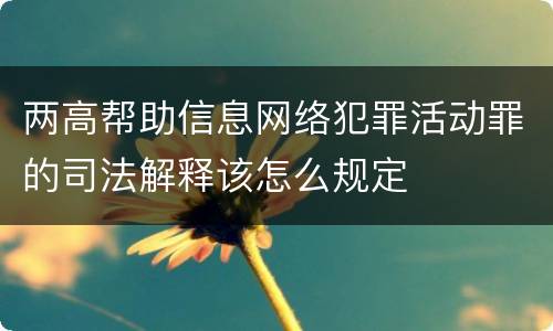 两高帮助信息网络犯罪活动罪的司法解释该怎么规定