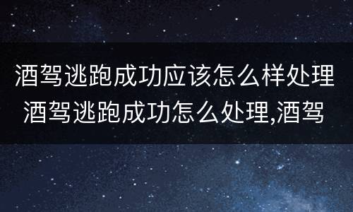酒驾逃跑成功应该怎么样处理 酒驾逃跑成功怎么处理,酒驾本人应该怎么办