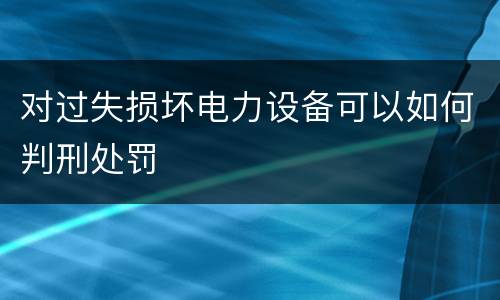对过失损坏电力设备可以如何判刑处罚