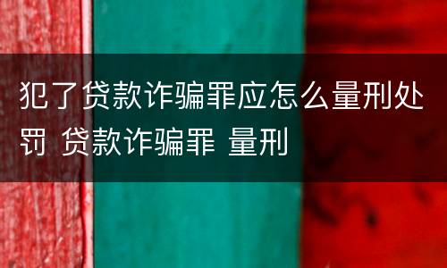 犯了贷款诈骗罪应怎么量刑处罚 贷款诈骗罪 量刑