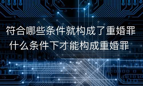 符合哪些条件就构成了重婚罪 什么条件下才能构成重婚罪