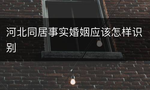 河北同居事实婚姻应该怎样识别