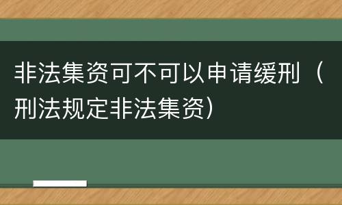 非法集资可不可以申请缓刑（刑法规定非法集资）