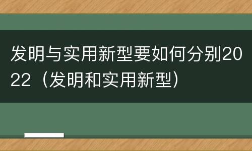 发明与实用新型要如何分别2022（发明和实用新型）