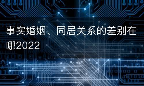 事实婚姻、同居关系的差别在哪2022