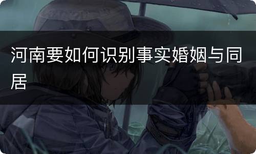 河南要如何识别事实婚姻与同居