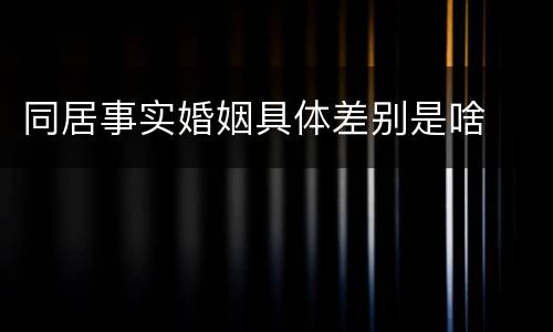 同居事实婚姻具体差别是啥