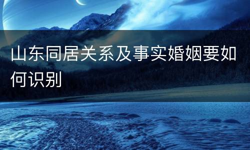 山东同居关系及事实婚姻要如何识别