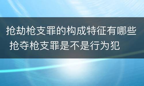抢劫枪支罪的构成特征有哪些 抢夺枪支罪是不是行为犯