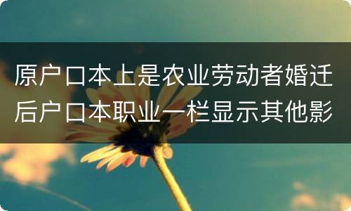 原户口本上是农业劳动者婚迁后户口本职业一栏显示其他影响搬迁赔偿吗