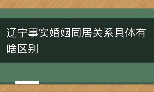 辽宁事实婚姻同居关系具体有啥区别