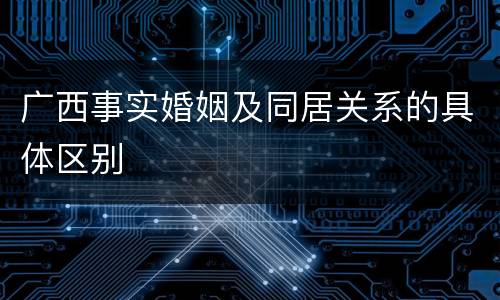 广西事实婚姻及同居关系的具体区别