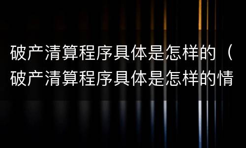 破产清算程序具体是怎样的（破产清算程序具体是怎样的情况）