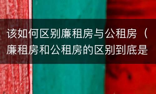 该如何区别廉租房与公租房（廉租房和公租房的区别到底是什么）