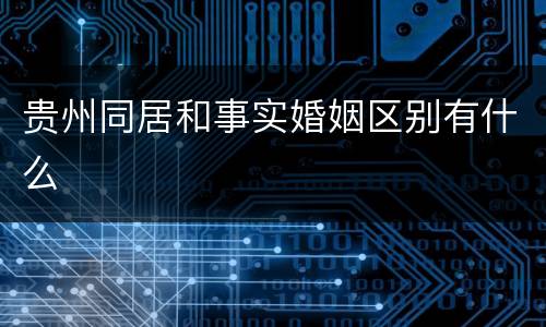 贵州同居和事实婚姻区别有什么