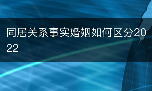 同居关系事实婚姻如何区分2022