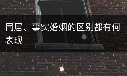 同居、事实婚姻的区别都有何表现