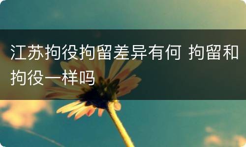 江苏拘役拘留差异有何 拘留和拘役一样吗
