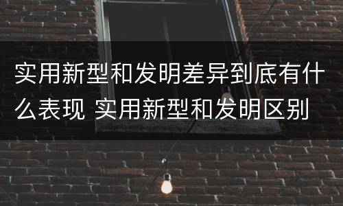 实用新型和发明差异到底有什么表现 实用新型和发明区别