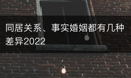 同居关系、事实婚姻都有几种差异2022