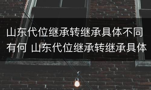 山东代位继承转继承具体不同有何 山东代位继承转继承具体不同有何区别