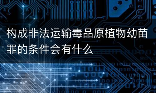 构成非法运输毒品原植物幼苗罪的条件会有什么