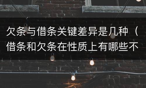 欠条与借条关键差异是几种（借条和欠条在性质上有哪些不同）