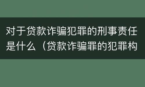 对于贷款诈骗犯罪的刑事责任是什么（贷款诈骗罪的犯罪构成要件）