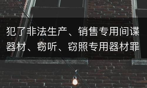 犯了非法生产、销售专用间谍器材、窃听、窃照专用器材罪既遂怎么处罚