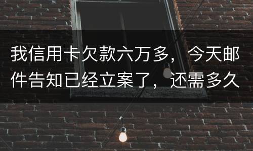我信用卡欠款六万多，今天邮件告知已经立案了，还需多久会被抓走？我年底才能还清钱