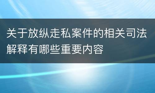 关于放纵走私案件的相关司法解释有哪些重要内容