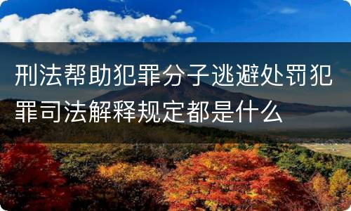 刑法帮助犯罪分子逃避处罚犯罪司法解释规定都是什么