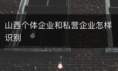 山西个体企业和私营企业怎样识别