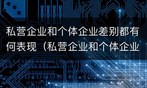 私营企业和个体企业差别都有何表现（私营企业和个体企业差别都有何表现和特点）