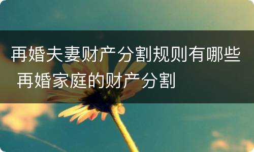 再婚夫妻财产分割规则有哪些 再婚家庭的财产分割