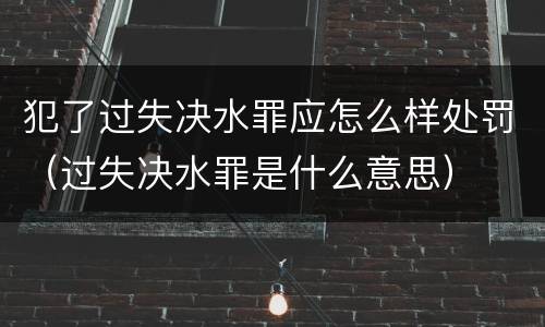 犯了过失决水罪应怎么样处罚（过失决水罪是什么意思）