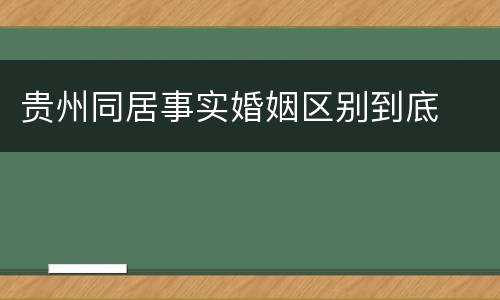 贵州同居事实婚姻区别到底