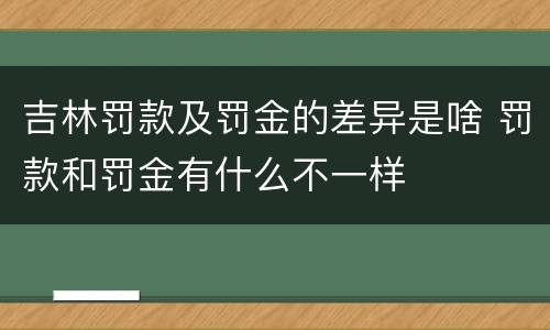 吉林罚款及罚金的差异是啥 罚款和罚金有什么不一样