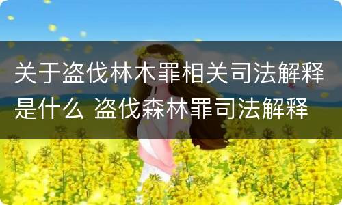 关于盗伐林木罪相关司法解释是什么 盗伐森林罪司法解释