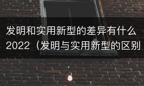 发明和实用新型的差异有什么2022（发明与实用新型的区别有哪些）