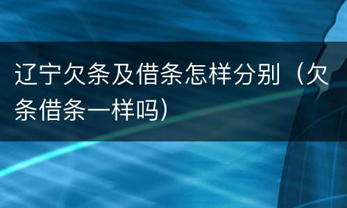 辽宁欠条及借条怎样分别（欠条借条一样吗）