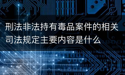 刑法非法持有毒品案件的相关司法规定主要内容是什么