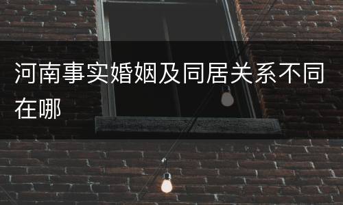 河南事实婚姻及同居关系不同在哪