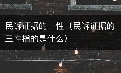 民诉证据的三性（民诉证据的三性指的是什么）