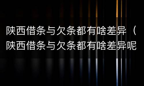 陕西借条与欠条都有啥差异（陕西借条与欠条都有啥差异呢）