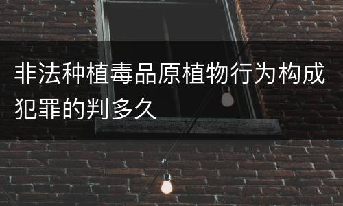 非法种植毒品原植物行为构成犯罪的判多久